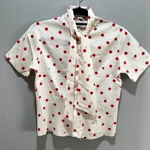 Tropical Red Polkadot vintage women’s Blouse size Medium